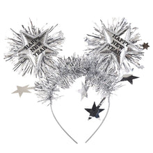 Load image into Gallery viewer, Silver Tinsel Happy New Year Party Headband
