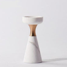 Load image into Gallery viewer, Allthingscurated Marble and Gold Pillar Candle Holder