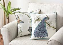 Load image into Gallery viewer, Allthingscurated Spring Harmony Cushion Cover Collection in garden-inspired theme featuring butterflies, florals and birds in embroidering in 100% cotton fabric. Measuring 45 x 45cm or 18 x 18 inches. Available in 7 designs.