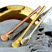 Load image into Gallery viewer, Stainless Steel Drinking Straw with Stirrer (set of 4)