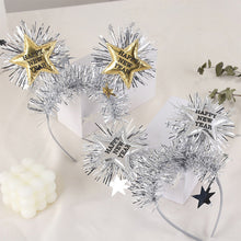 Load image into Gallery viewer, Silver Tinsel Happy New Year Party Headband