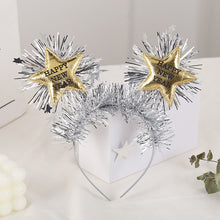 Load image into Gallery viewer, Silver Tinsel Happy New Year Party Headband