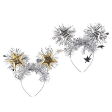 Load image into Gallery viewer, Silver Tinsel Happy New Year Party Headband