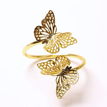 Load image into Gallery viewer, Twin Butterflies Gold Napkin Rings (set of 6)