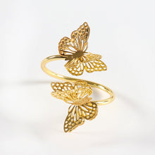 Load image into Gallery viewer, Twin Butterflies Gold Napkin Rings (set of 6)
