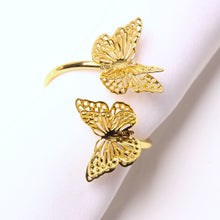 Load image into Gallery viewer, Twin Butterflies Gold Napkin Rings (set of 6)