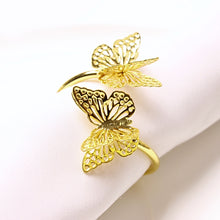Load image into Gallery viewer, Twin Butterflies Gold Napkin Rings (set of 6)