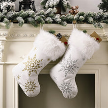 Load image into Gallery viewer, Pearl Embellished Snowflakes Stockings