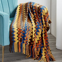 Load image into Gallery viewer, Allthingscurated Chevron Pattern Throw Blanket with Tassels