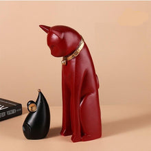 Load image into Gallery viewer, Red cat and black mouse looking into each other peacefully in peach background.