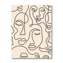 Load image into Gallery viewer, Minimalist Line Art canvas print by Allthingscurated is a graphic illustration of women's faces presented in sexy line art.