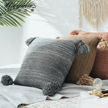 Load image into Gallery viewer, Marled Knit Cushion Cover with Tassel