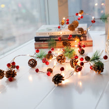 Load image into Gallery viewer, Allthingscurated Pine cones and Berries Christmas Fairy Lights