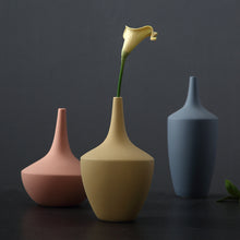 Load image into Gallery viewer, Morandi decorative vases in milky blue, blushing peach and honey milk by Allthingscurated.