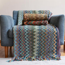 Load image into Gallery viewer, Allthingscurated Chevron Pattern Throw Blanket with Tassels