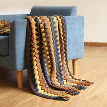 Load image into Gallery viewer, Allthingscurated Chevron Pattern Throw Blanket with Tassels
