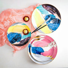 Load image into Gallery viewer, Painterly Porcelain Plates with Gold Inlay in 8/10 Inches