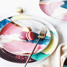 Load image into Gallery viewer, Painterly Porcelain Plates with Gold Inlay in 8/10 Inches