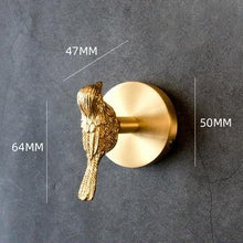 Load image into Gallery viewer, Retro-style Brass Wall Hooks in Bird design