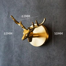 Load image into Gallery viewer, Retro-style Brass Wall Hooks In Elk Design