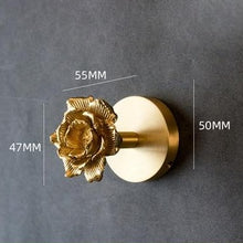 Load image into Gallery viewer, Retro-style Brass Wall Hooks in Rose design