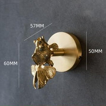 Load image into Gallery viewer, Retro-style Brass Wall Hooks in Goldfish design