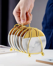 Load image into Gallery viewer, Marble Ceramic Coasters (set of 6 with holder)