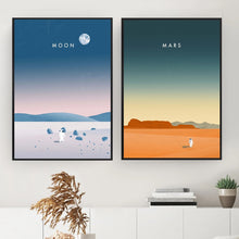 Load image into Gallery viewer, Allthingscurated Moon Mars Canvas Wall Art Prints