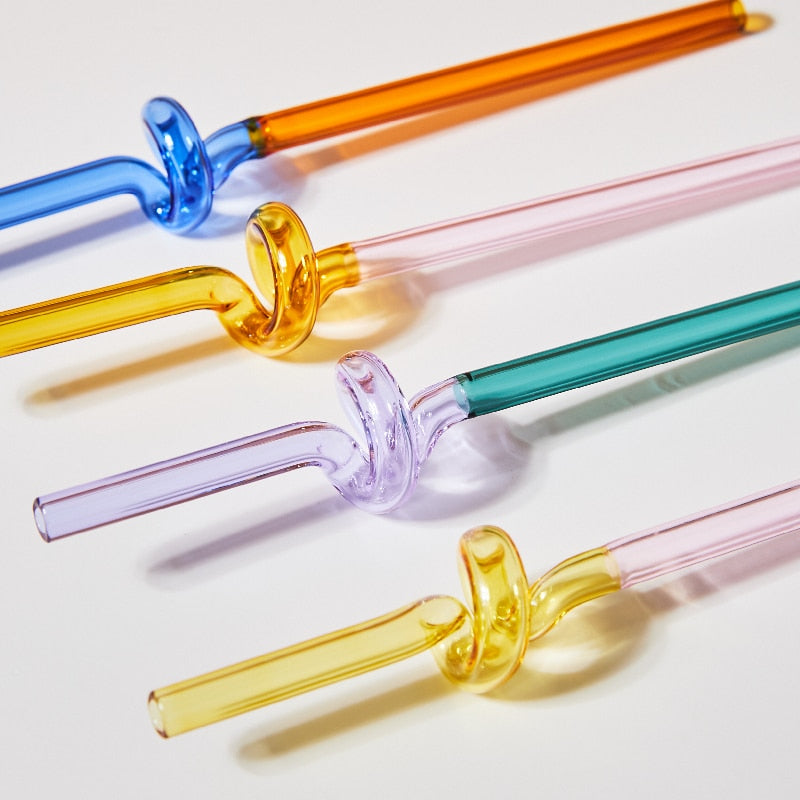 Reusable Artistry Heat Resistant Glass Straws Twist Straws