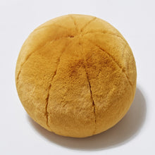Load image into Gallery viewer, 30cm or 11.7" Ball pillow with faux rabbit fur cover in Saffron Yellow
