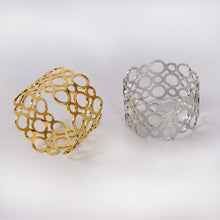 Load image into Gallery viewer, Geometric Pattern Gold/Silver Napkin Rings (set of 12)