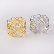 Load image into Gallery viewer, Geometric Pattern Gold/Silver Napkin Rings (set of 12)