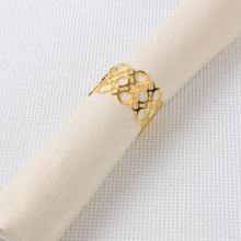 Load image into Gallery viewer, Geometric Pattern Gold/Silver Napkin Rings (set of 12)