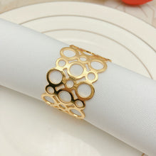 Load image into Gallery viewer, Geometric Pattern Gold/Silver Napkin Rings (set of 12)