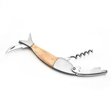 Load image into Gallery viewer, Fish Shape Waiter's Corkscrew Wine Opener by Allthingscurated. Crafted from durable wood with a whimsical fish design.