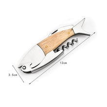 Load image into Gallery viewer, Fish Shape Waiter's Corkscrew Wine Opener by Allthingscurated. Crafted from durable wood with a whimsical fish design.