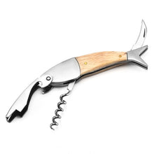 Load image into Gallery viewer, Fish Shape Waiter's Corkscrew Wine Opener by Allthingscurated. Crafted from durable wood with a whimsical fish design.
