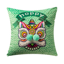 Load image into Gallery viewer, Allthingscurated Happy Design Cushion Cover measuring 45x45cm in green.