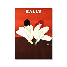 Load image into Gallery viewer, Bally Vintage Fashion Canvas Art Prints by Allthingscurated is a collection of bold and inspiring prints celebrating the Swiss luxury brand known for its men’s and women’s fashion and accessories. These unique art pieces are perfect for the fashionista’s dressing room or elegant living room. Featured here is the Nude Ladies print.
