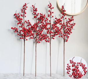 Faux Holly Berry Stem