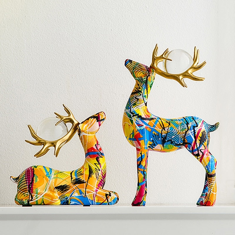 Colorful Modern Art Reindeer Set