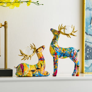 Colorful Modern Art Reindeer Set