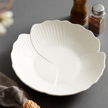 Load image into Gallery viewer, Audri Flower Serving Bowl by Allthingscurated featured a distinct flower design with petal edges and vivid texture surface in neutral white.  The low bowl design comes in 3 sizes.
