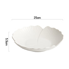 Load image into Gallery viewer, Audri Flower Serving Bowl by Allthingscurated featured a distinct flower design with petal edges and vivid texture surface in neutral white.  The low bowl design comes in 3 sizes.  Featured here is a medium size measuring 25cm or 9.8 inches in width and 5.5cm or 2 inches in height.
