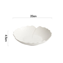 Load image into Gallery viewer, Audri Flower Serving Bowl by Allthingscurated featured a distinct flower design with petal edges and vivid texture surface in neutral white.  The low bowl design comes in 3 sizes.  Featured here is a small size measuring 20cm or 7.8 inches in width and 4.5cm or 1.8 inches in height.
