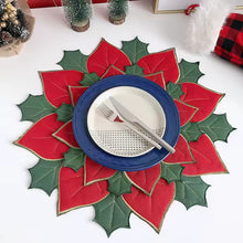 Load image into Gallery viewer, Holiday Poinsettia Applique Placemat
