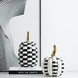 Geometric Checkered Pumpkin Decorative Jars