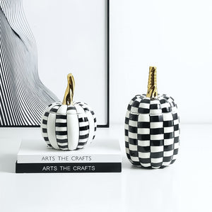 Geometric Checkered Pumpkin Decorative Jars