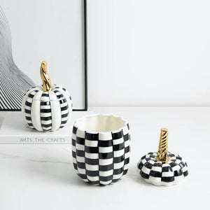 Geometric Checkered Pumpkin Decorative Jars