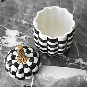 Geometric Checkered Pumpkin Decorative Jars